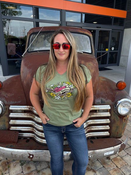 Savannah Harley-Davidson custom Women's Heart Wing Flower t-shirt