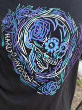 Load image into Gallery viewer, Savannah Harley-Davidson custom Women's skull pinned v-neck t-shirt
