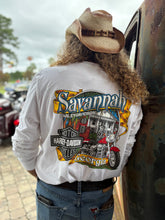 Load image into Gallery viewer, Savannah Harley Davidson- White Long Sleeve Shirt with Black Bar and Shield Outline
