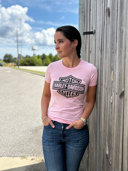 Savannah Harley-Davidson on River Street custom women's pink bar & shield
