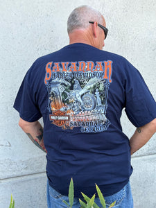 Harley-Davidson Men's Exclusive BonAventure Rider Navy Blue S/S River Street Dealer Shirt