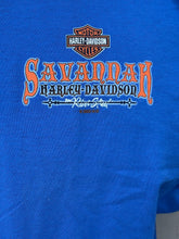 Load image into Gallery viewer, Harley-Davidson Men&#39;s Exclusive BonAventure Rider Royal Blue S/S River Street Dealer Shirt
