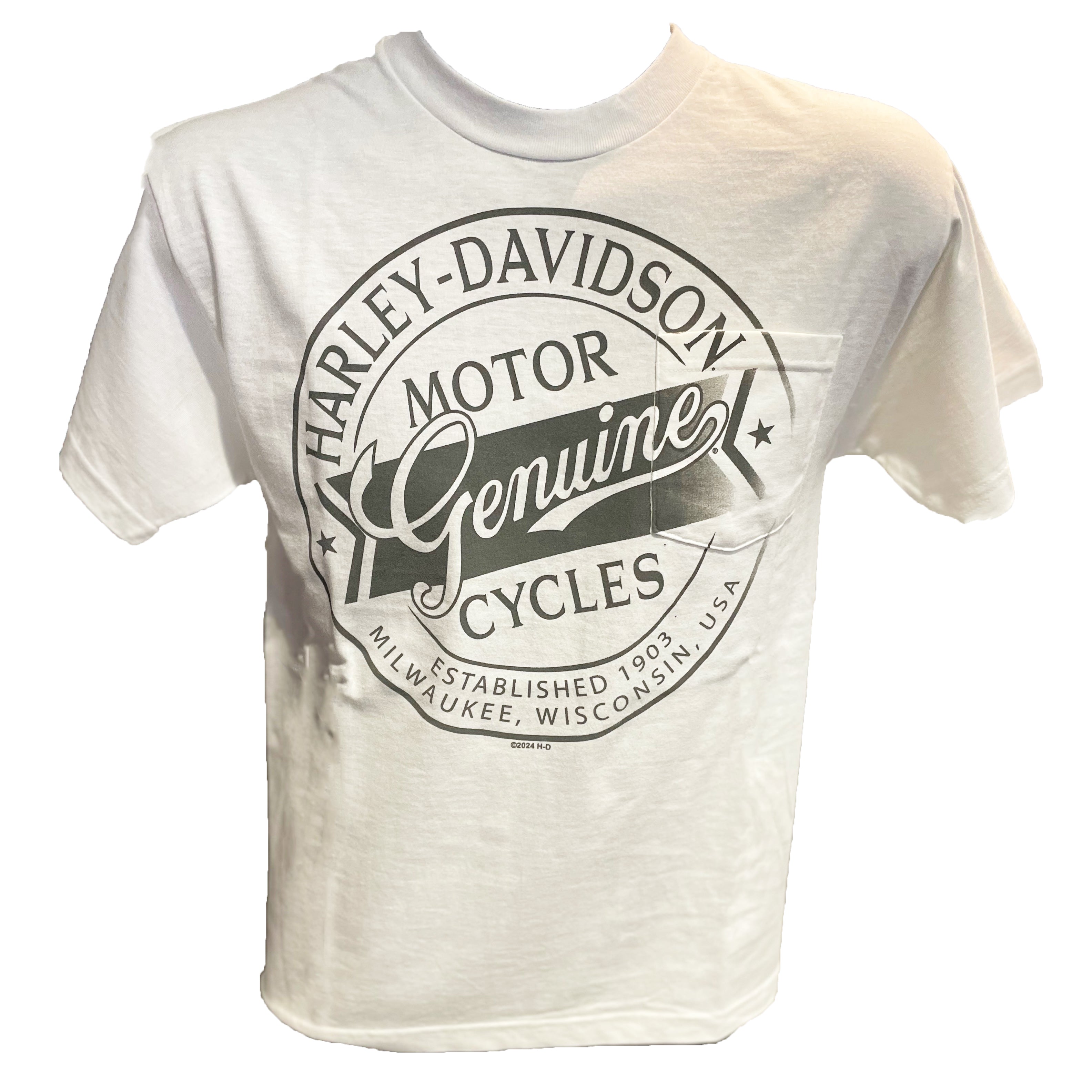 Savannah Harley-Davidson Men's Big Round White Pocket Short