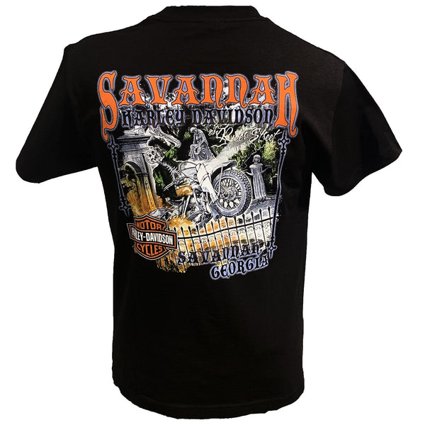 Harley-Davidson Men's Exclusive BonAventure Rider Black River Street Dealer Pocket T-Shirt