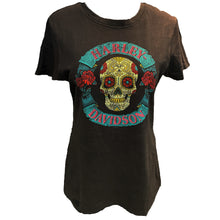 Load image into Gallery viewer, Savannah Harley-Davidson Women&#39;s Castle Sugar Skull Short Sleeve Shirt
