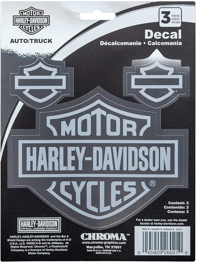 Harley-Davidson® Bar & Shield Logo Chrome Effect Decals - 6 x 8 in.