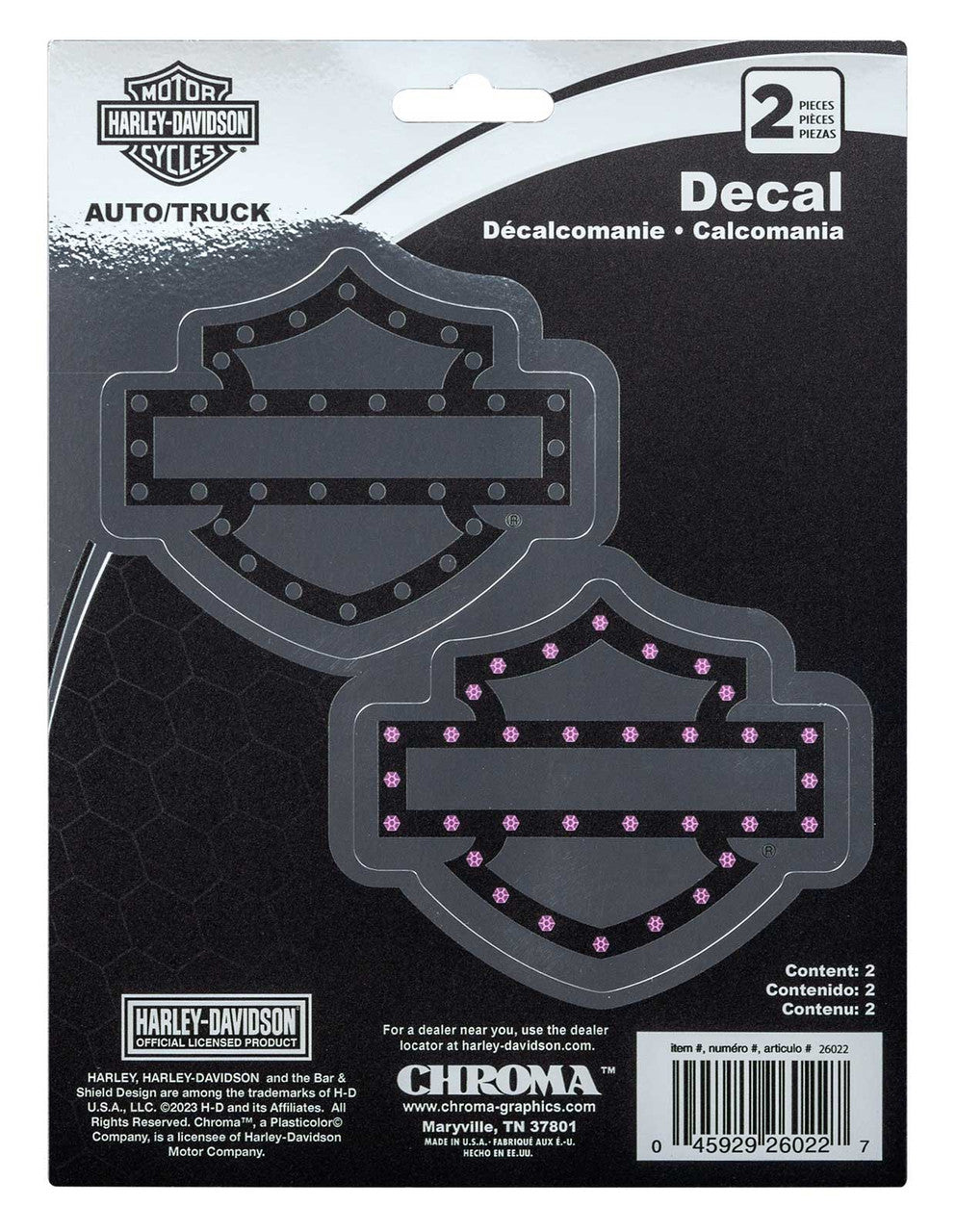 Harley-Davidson® His & Hers Bar & Shield Logo Decals - Chrome Effect Silver