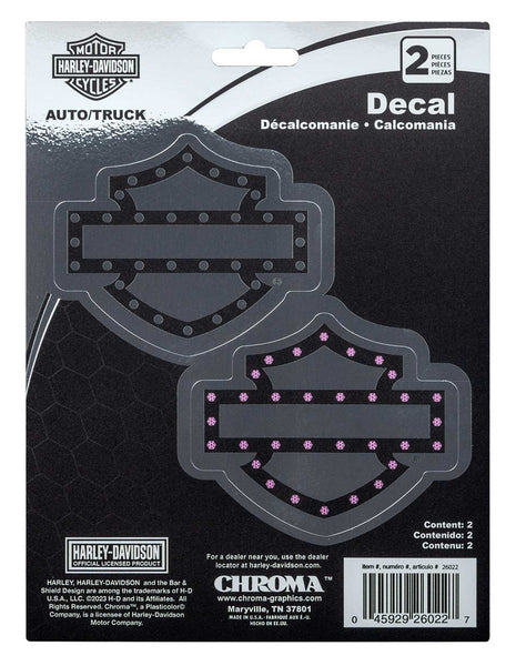 Harley-Davidson® His & Hers Bar & Shield Logo Decals - Chrome Effect Silver