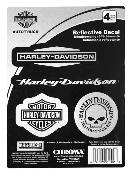 Harley-Davidson® 4-Piece Reflective H-D Logos Chrome Decals - 4 Pack - 6 x 8 in.