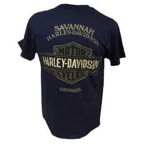 Savannah Harley-Davidson Men's Collegiate Guy Short Sleeve T-Shirt-NAVY