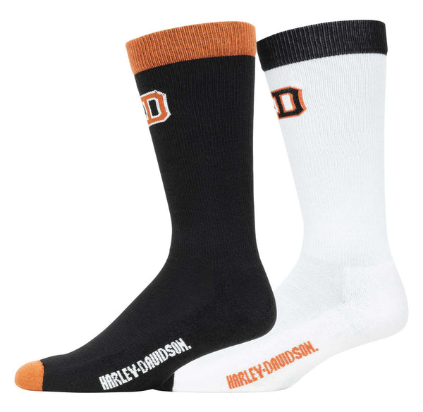 Harley-Davidson Men's 2-Pack H-D Varsity Logo Moisture Wicking Mid-Calf Socks