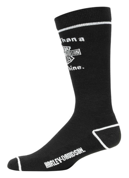 Harley-Davidson Men's More Than A Machine Logo Moisture Wicking Socks, Black