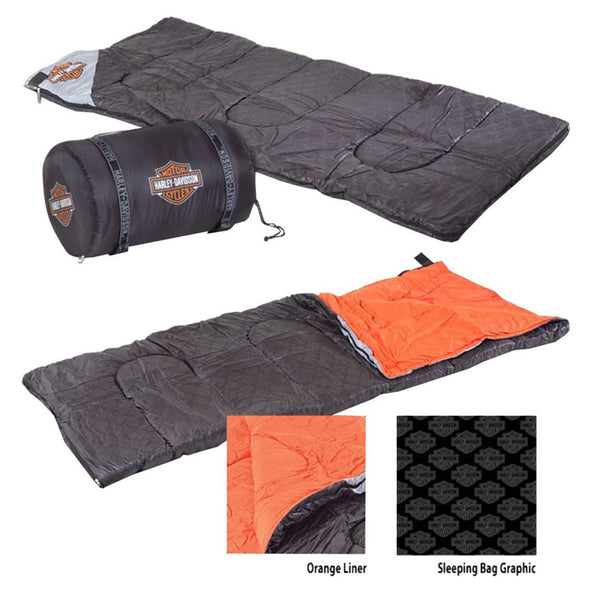 Harley-Davidson Bar & Shield Custom Sleeping Bag, Black & Orange