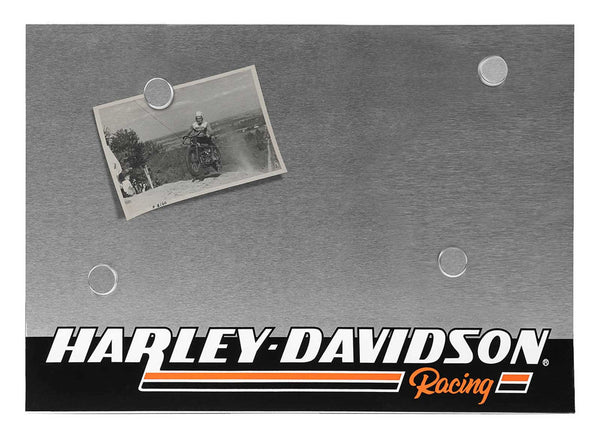 Harley-Davidson Racing Steel Magnetic Message Board, Silver - 20 x 14 inches