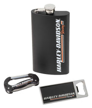 Load image into Gallery viewer, Harley-Davidson Mens Racing Gift Set: Includes Flask, Bottle Opener &amp; Multi-Tool
