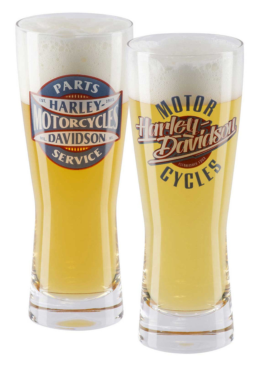 Harley-Davidson Parts & Service Graphic Set of Two Pilsner Glasses - 24 oz.