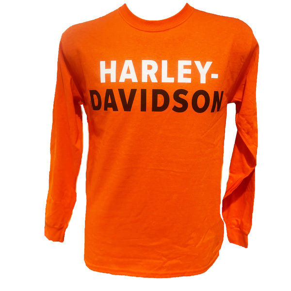 Hilton Head Harley Davidson Men's H-D Name Long Sleeve T-Shirt Orange