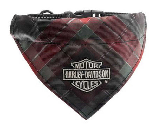 Harley-Davidson Embroidered Bar & Shield Plaid Pet Buckle Bandana - Small/Medium