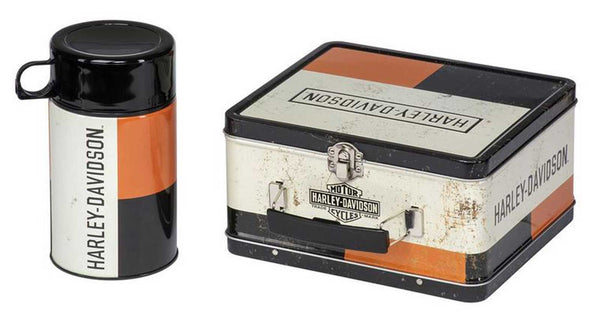 Harley-Davidson Retro Block Lunch Box Set / Includes Thermos