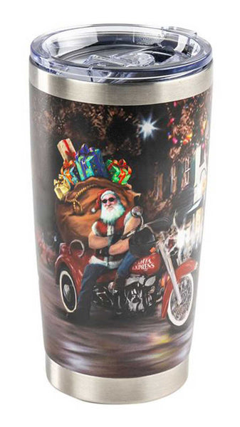 Harley-Davidson Biker Santa Travel Mug, Double-Wall Stainless Steel, 20 oz.