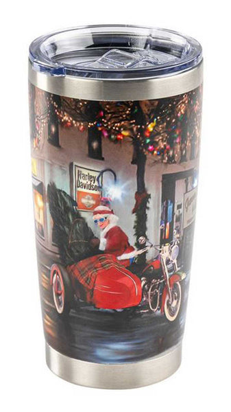 Harley-Davidson Biker Santa Travel Mug, Double-Wall Stainless Steel, 20 oz.
