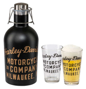 Harley-Davidson Stainless Steel 50 oz. Growler Set w/ Two 16 oz. Pint Glasses