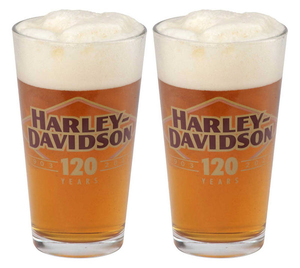 Harley-Davidson 120th Anniversary Logo Pint Glass Set, Limited Edition - 16 oz.