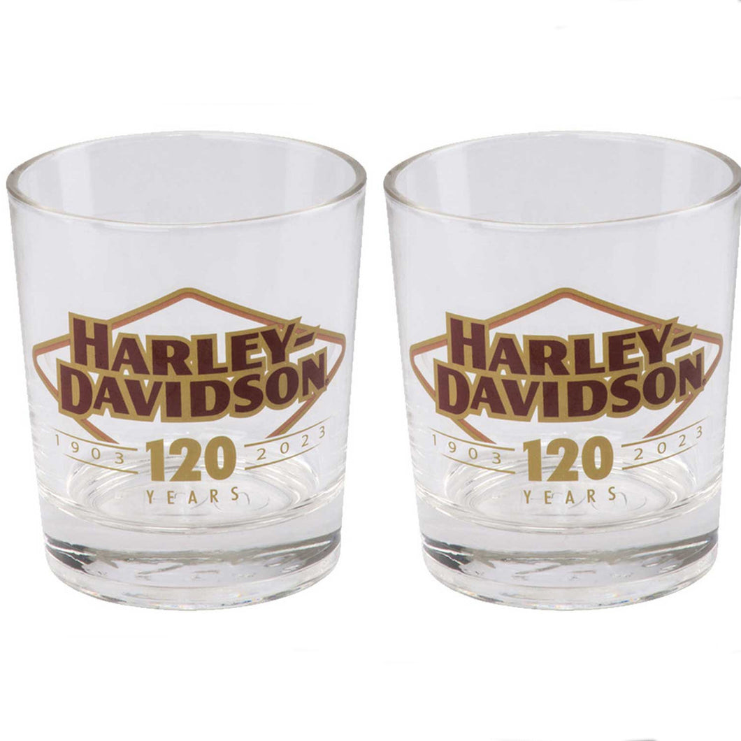 Harley-Davidson 120th Anniversary Double Old Fashion Glass Set-Limited Edition