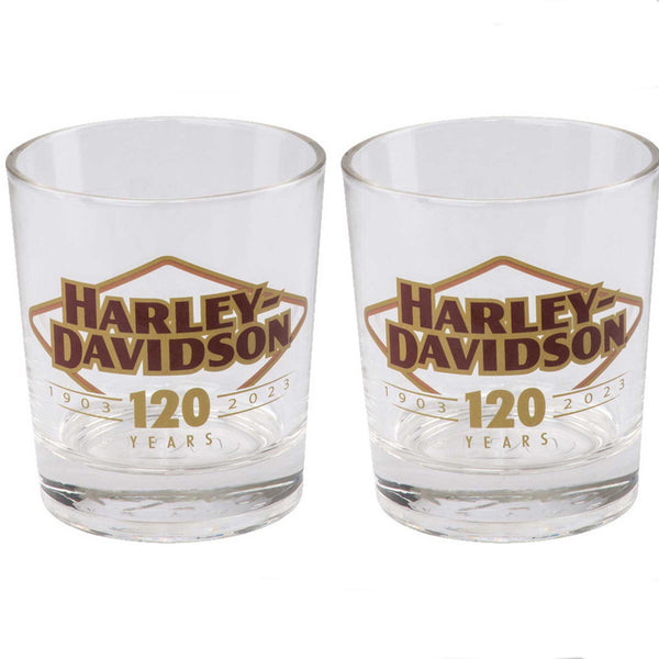 Harley-Davidson 120th Anniversary Double Old Fashion Glass Set-Limited Edition