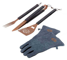 Load image into Gallery viewer, Harley-Davidson Grill Tool Set with Gloves, Stainless-Steel Barbecue 5-Piece Set
