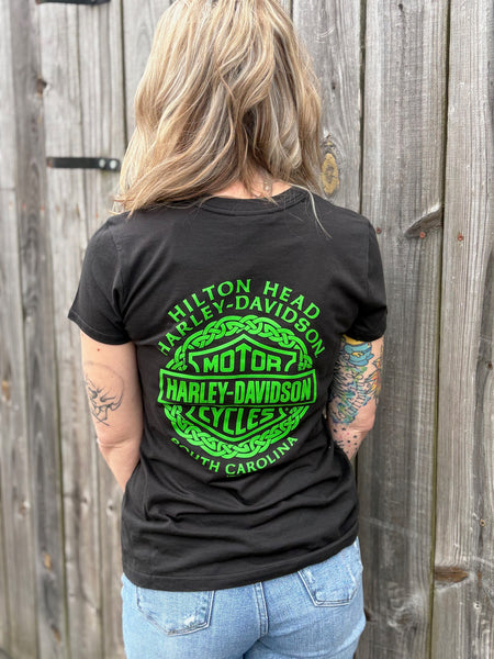 Hilton Head Harley-Davidson custom Women's Green Foil t-shirt