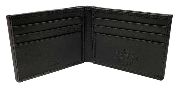 Harley-Davidson Men's Ombre Classic Tri-Fold Medium Leather Wallet - Black/Gray