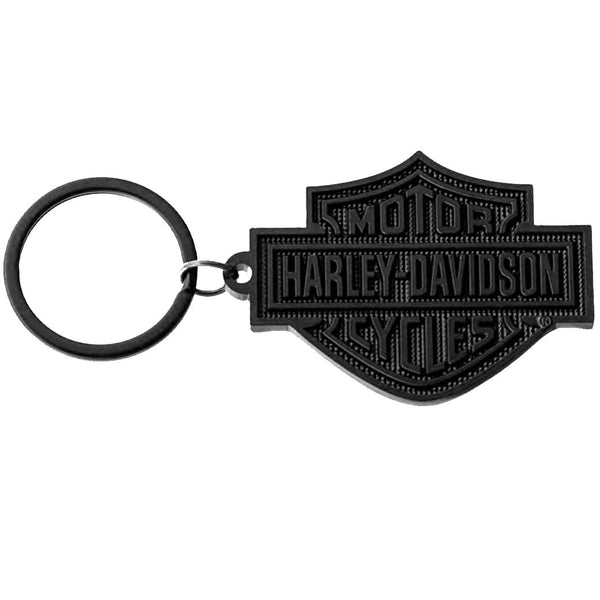 Harley-Davidson Bar & Shield Knurled Pattern Key Chain, Metal, Black