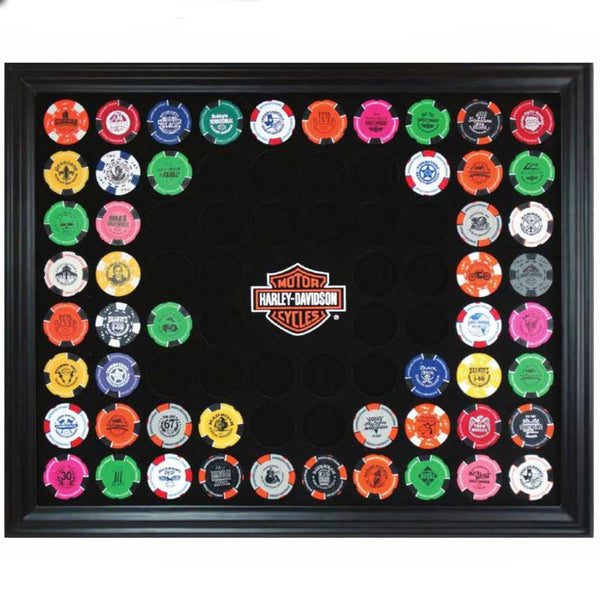 Harley-Davidson Bar & Shield Chip Collectors' Frame, Holds 76 Poker Chips