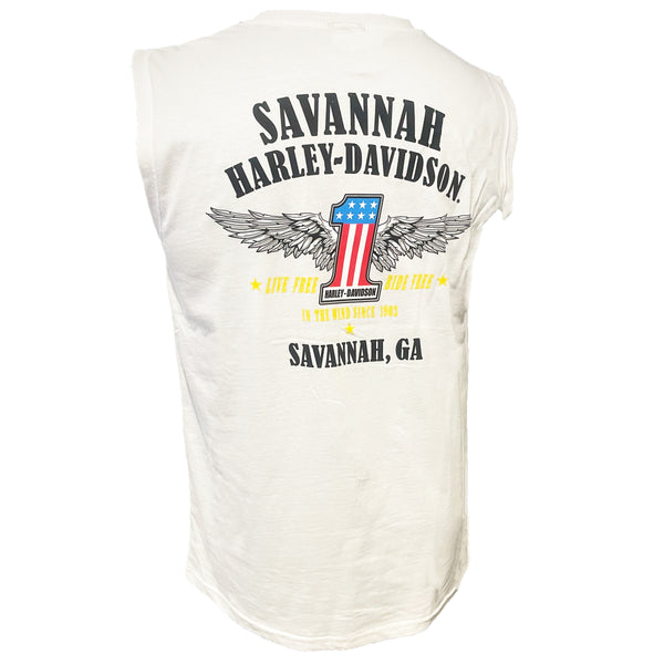 Savannah Harley-Davidson® Men's Road Test White Sleeveless T-Shirt