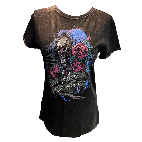 Savannah Harley Davidson Rose Skull Women's T-shirt