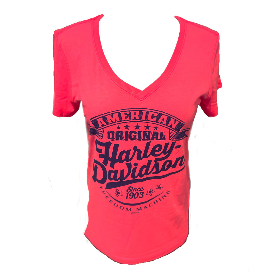 Savannah Harley-Davidson Ladies Tail Across V-Neck T-Shirt