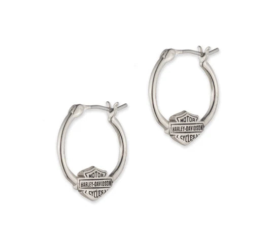 WOMNE'S 18MM SCRIPT B&S HOOP LOGO HOOP EARRINGS