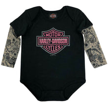 Load image into Gallery viewer, Baby Girls&#39; Glitter B&amp;S Mesh Tattoo Long Sleeve Creeper 3000153-03S
