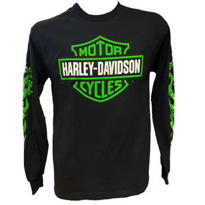 Savannah Harley Davidson Men's 3 Leaf Clover Long Sleeve in Black