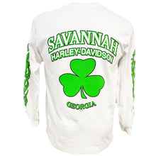 Load image into Gallery viewer, Savannah Harley Davidson Men&#39;s 3 Leaf Clover Long Sleeve in White
