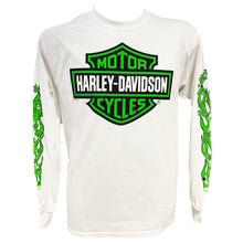 Load image into Gallery viewer, Savannah Harley Davidson Men&#39;s 3 Leaf Clover Long Sleeve in White
