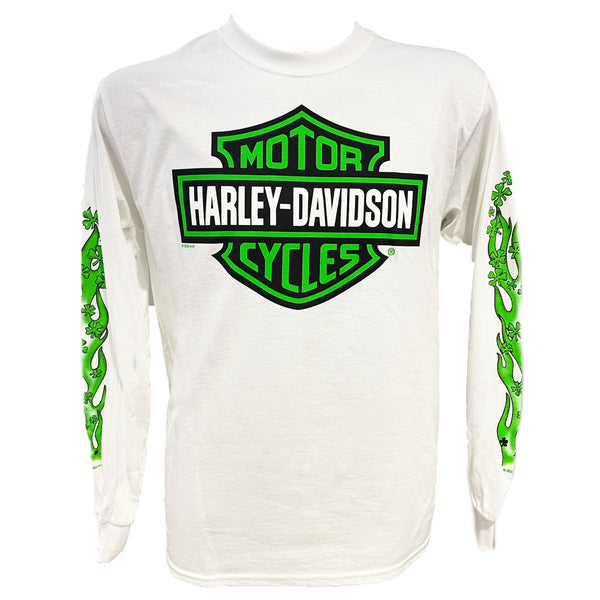 Savannah Harley Davidson Men's 3 Leaf Clover Long Sleeve in White