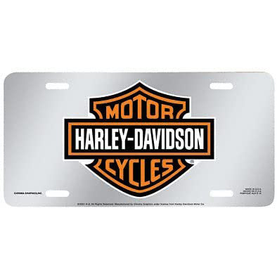 Black & Orange Bar & Shield License Plate Acrylic Mirror Cover CG1901