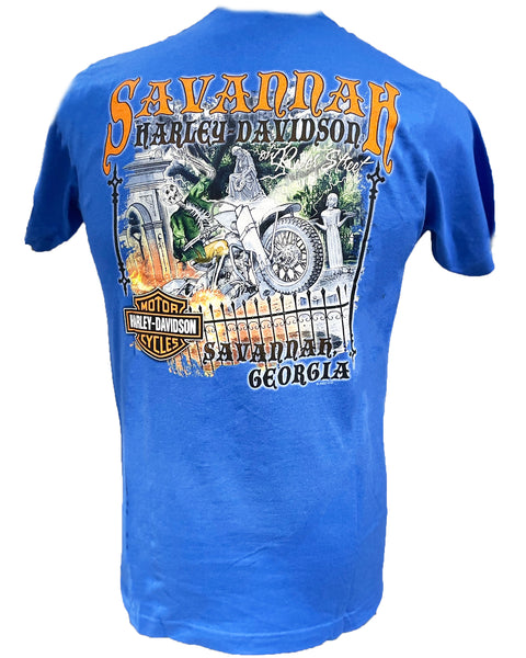 Harley-Davidson Men's Exclusive BonAventure Rider Royal Blue S/S River Street Dealer Shirt