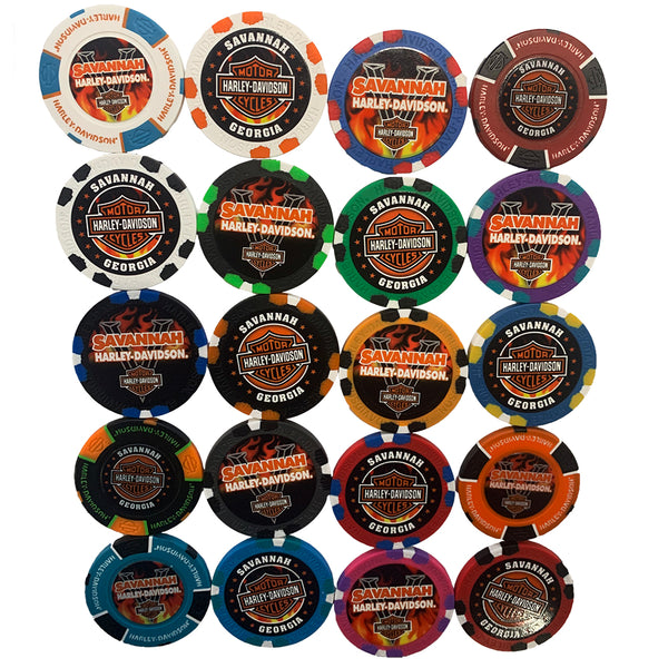 Custom Savannah H-D Poker Chips