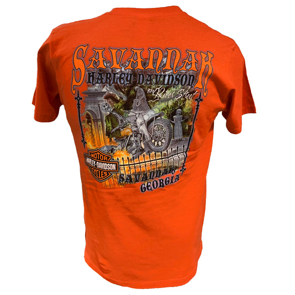 Harley-Davidson Men's Exclusive BonAventure Rider Orange S/S River Street Dealer Shirt