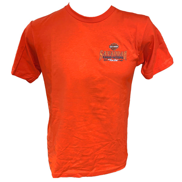Harley-Davidson Men's Exclusive BonAventure Rider Orange S/S River Street Dealer Shirt
