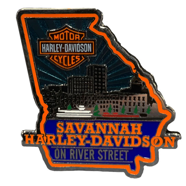 Harley-Davidson Savannah On River Street Skyline Georgia State Pin
