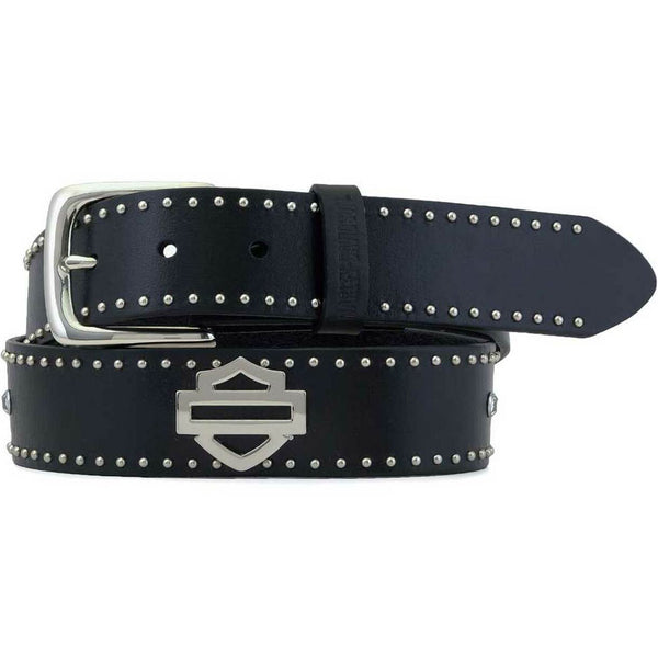 Harley-Davidson Men's Embossed Crosswind Leather Belt, Black HDMBT11334-BLK  (32) at  Men's Clothing store
